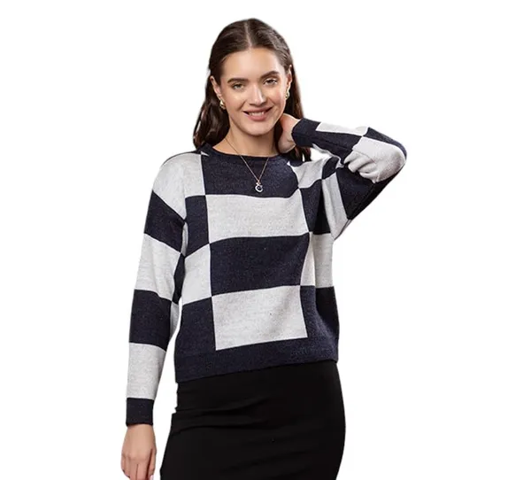 Navy_Blue_Women_Round_Neck_Colour_Block_Sweater_100%_Wool_Winter_Wear_Pullover