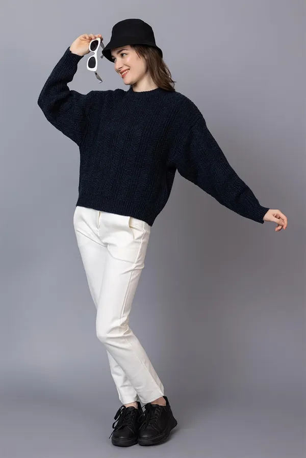 Navy_Blue_Women_100%_Wool_Pullover_Sweater_Regular_Fit_For_Winter_Wear