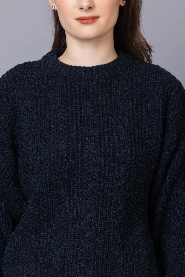 Navy_Blue_Women_100%_Wool_Pullover_Sweater_Regular_Fit_For_Winter_Wear