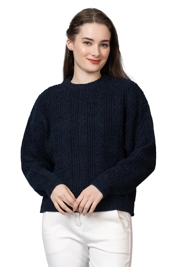 Navy_Blue_Women_100%_Wool_Pullover_Sweater_Regular_Fit_For_Winter_Wear