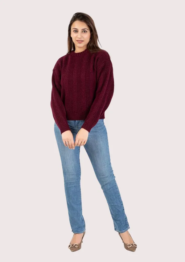 Purple_Women_100%_Wool_Pullover_Sweater_Regular_Fit_For_Winter_Wear