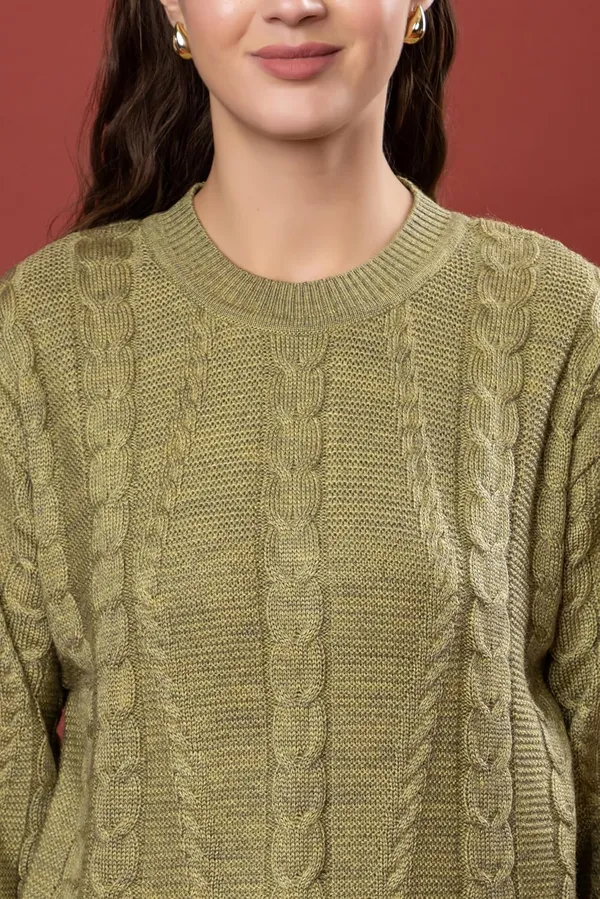 Olive_Women_Full_Sleeves_Round_Neck_Cable_Design_Pullover_Sweater_Pure_Woolen_Winter_Wear