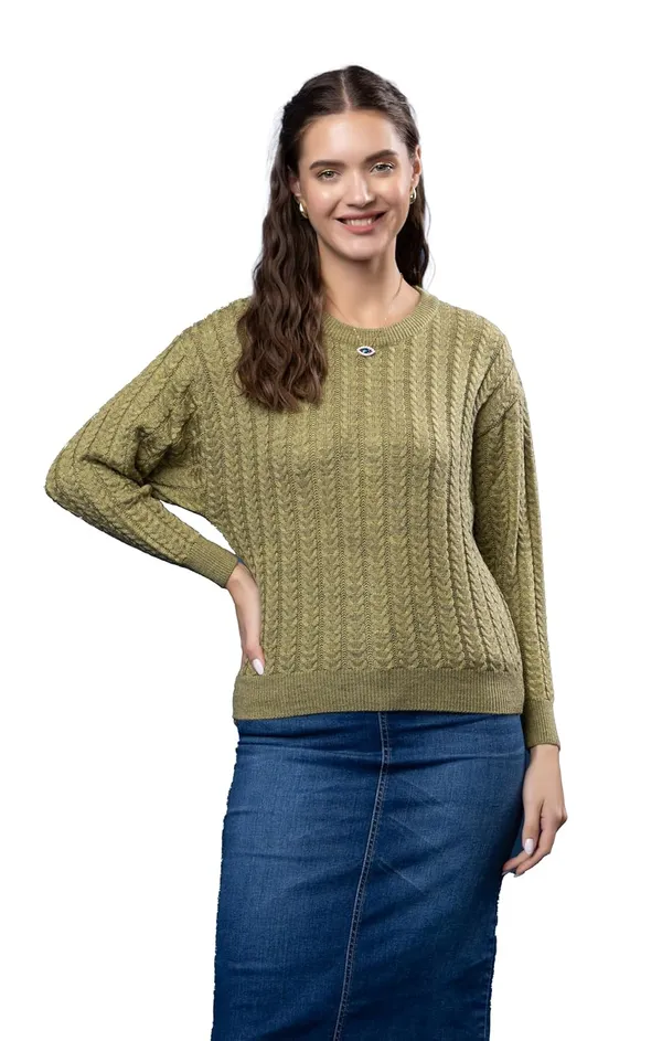 Olive_Women_Full_Sleeves_Round_Neck_Cable_Design_Pullover_Sweater_Pure_Woolen_Winter_Wear