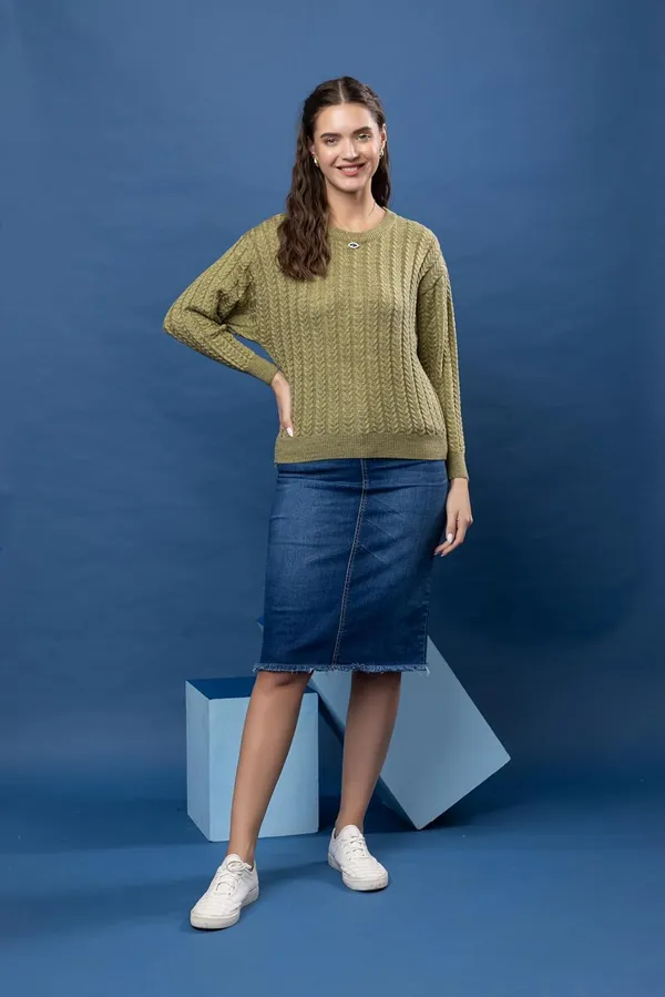 Olive_Women_Full_Sleeves_Round_Neck_Cable_Design_Pullover_Sweater_Pure_Woolen_Winter_Wear