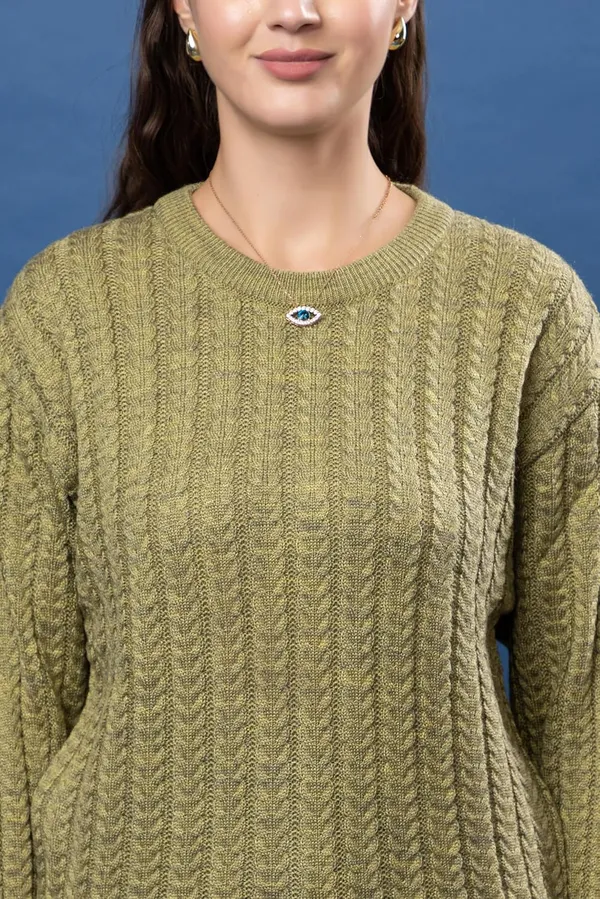 Olive_Women_Full_Sleeves_Round_Neck_Cable_Design_Pullover_Sweater_Pure_Woolen_Winter_Wear