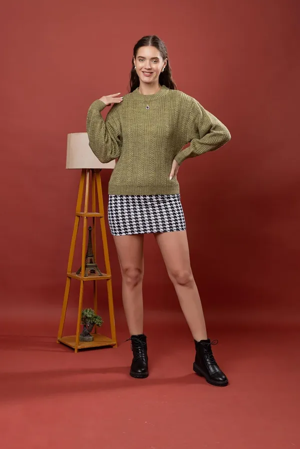 Olive_Women's_Pullover_Sweater_100%_Wool_Round_Neck_Full_Sleeve_Stylish_Sweater_Crafted_With_Comfort_Fit_And_Modern_Clothing_For_Winter_Season