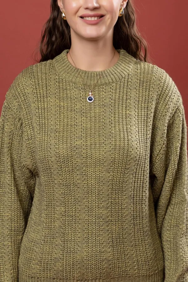 Olive_Women's_Pullover_Sweater_100%_Wool_Round_Neck_Full_Sleeve_Stylish_Sweater_Crafted_With_Comfort_Fit_And_Modern_Clothing_For_Winter_Season