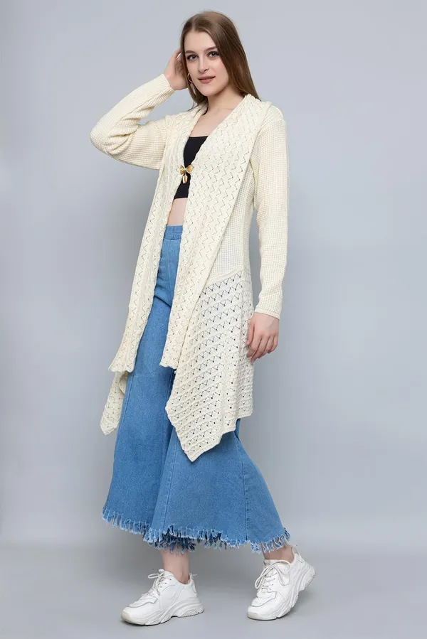 Off_White_Women_Ladies_Girls_Winter_Latest_Colors_Woolen_V-Neck_Open_Front_Hem_Long_Sleeves_Shrug_Cardigan_Sweater