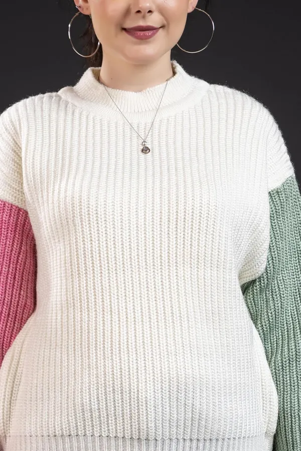 Pista_Pink_Mix_Womens_Round_Neck_Pure_Wool_Winter_Wear_Pullover_Sweater_Multicolor