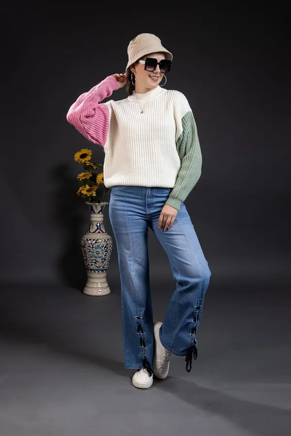 Pista_Pink_Mix_Womens_Round_Neck_Pure_Wool_Winter_Wear_Pullover_Sweater_Multicolor