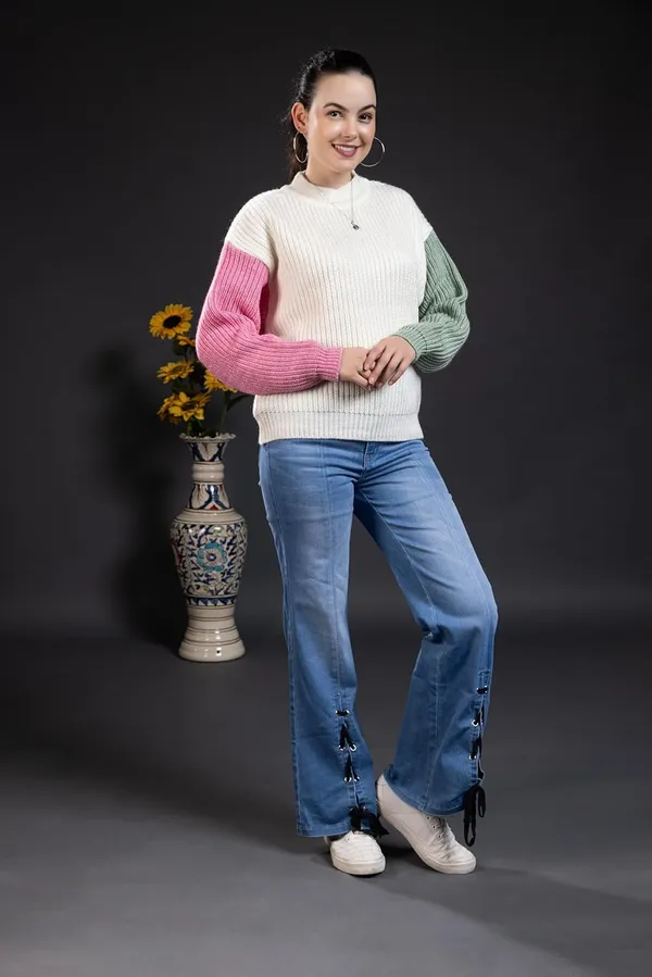 Pista_Pink_Mix_Womens_Round_Neck_Pure_Wool_Winter_Wear_Pullover_Sweater_Multicolor