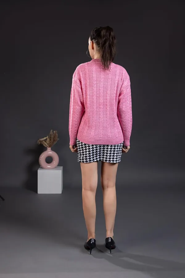 Pink_Mixture_Women_Round_Neck_Cable_Knit_Full_Sleeve_Pure_Wool_Sweater_Winter_Wear_For_Cozy_&_Stylish_Comfort