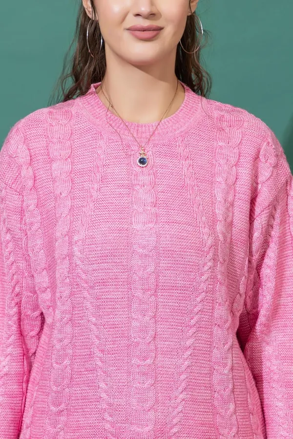 Pink_Mixture_Women_Full_Sleeves_Round_Neck_Cable_Design_Pullover_Sweater_Pure_Woolen_Winter_Wear
