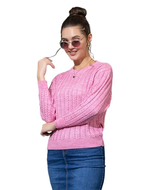 Pink_Mix_Women_Full_Sleeves_Round_Neck_Cable_Design_Pullover_Sweater_Pure_Woolen_Winter_Wear