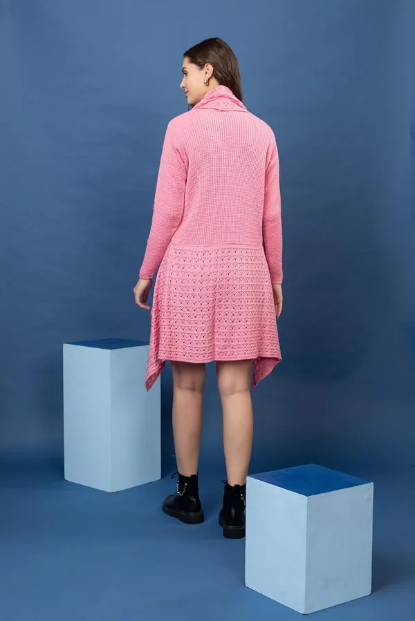 Pink_Women_&_Girls_Winter_Woolen_V-Neck_Open_Front_Longline_Shrug_Cardigan_Sweater