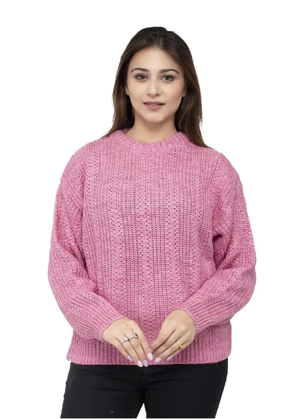 Pink_Mixture_Women_100%_Wool_Pullover_Sweater_Regular_Fit_For_Winter_Wear