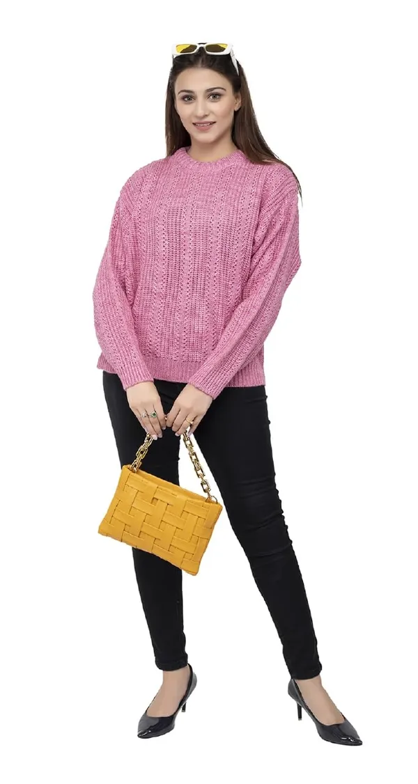 Pink_Mixture_Women_100%_Wool_Pullover_Sweater_Regular_Fit_For_Winter_Wear