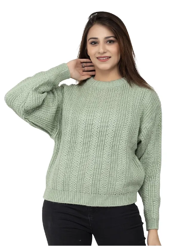 Pista_Green_Women_100%_Wool_Pullover_Sweater_Regular_Fit_For_Winter_Wear