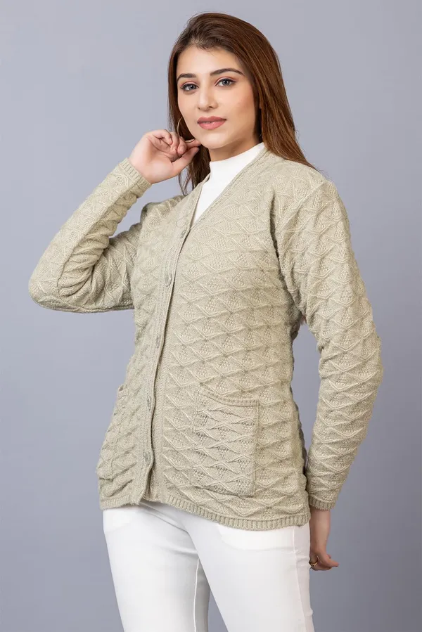 Pista_Women_Woolen_V_Neck_Casual_Wear_Stylish_Cardigan_Sweater_For_Winter_With_Front_Pockets