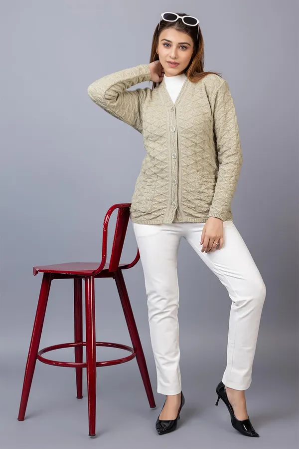Pista_Women_Woolen_V_Neck_Casual_Wear_Stylish_Cardigan_Sweater_For_Winter_With_Front_Pockets