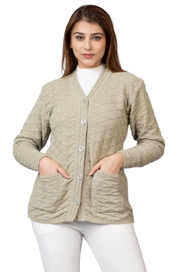 Pista_Women_Woolen_V_Neck_Casual_Wear_Stylish_Cardigan_Sweater_For_Winter_With_Front_Pockets