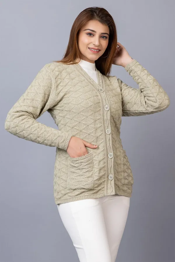 Pista_Women_Woolen_V_Neck_Casual_Wear_Stylish_Cardigan_Sweater_For_Winter_With_Front_Pockets