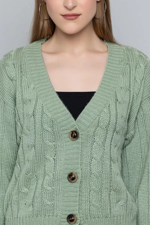 Pista_Green_Women_Knitted_Regular_Fit_V_Neck_Full_Sleeve_Self_Design_Solid_Winter_Wear_Cardigans_Sweaters