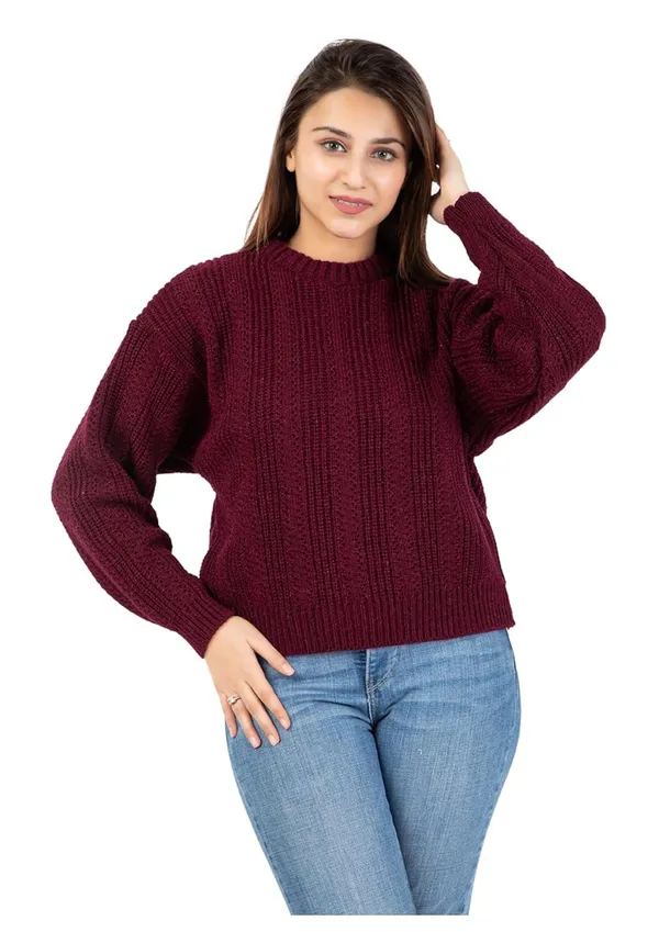 Purple_Women_100%_Wool_Pullover_Sweater_Regular_Fit_For_Winter_Wear