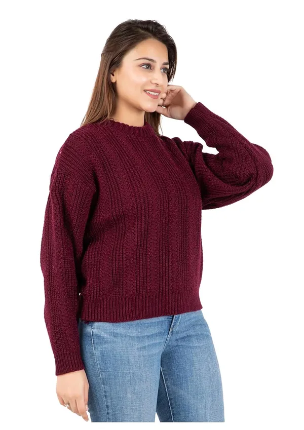 Purple_Women_100%_Wool_Pullover_Sweater_Regular_Fit_For_Winter_Wear