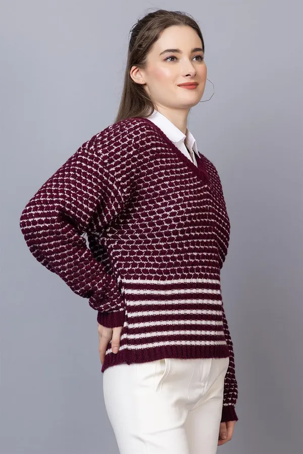 Purple_Launches_Designer_And_Knitted_V_Neck_Womensweater