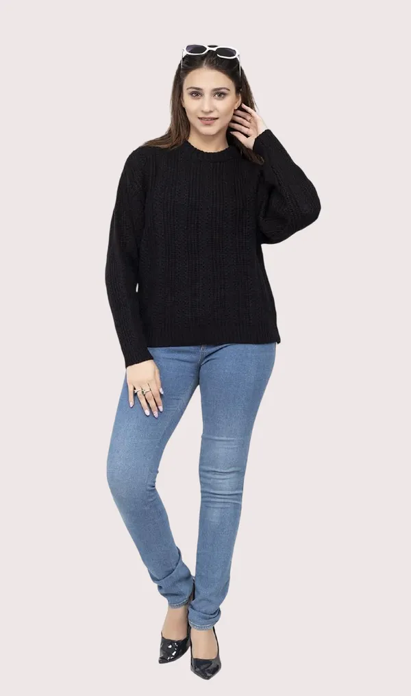 Black_Women_100%_Wool_Pullover_Sweater_Regular_Fit_For_Winter_Wear