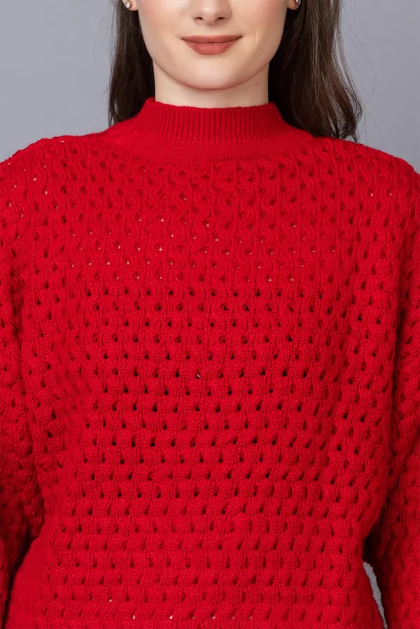 Red_Women_Pullover_Sweater_Relaxed_Fit_For_Winter_Wear