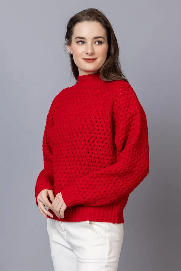 Red_Women_Pullover_Sweater_Relaxed_Fit_For_Winter_Wear