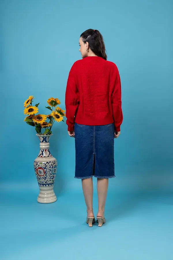 Red_Women_Pure_Wool_Pullover_Sweater_Regular_Fit_For_Winter_Wear_Full_Sleeve_Stylish_Cable_Design_Sweater_Crafted_With_Modern_Clothing_For_Winter_Season