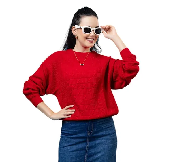Red_Women_Pure_Wool_Pullover_Sweater_Regular_Fit_For_Winter_Wear_Full_Sleeve_Stylish_Cable_Design_Sweater_Crafted_With_Modern_Clothing_For_Winter_Season