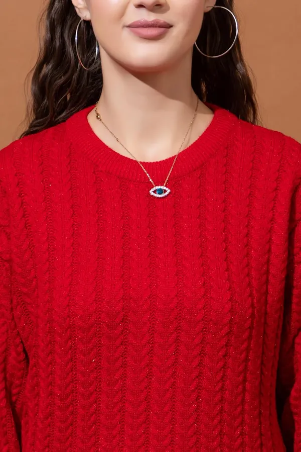 Red_Women_Full_Sleeves_Round_Neck_Cable_Design_Pullover_Sweater_Pure_Woolen_Winter_Wear