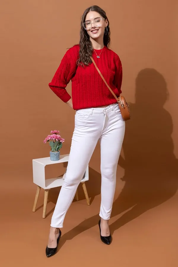 Red_Women_Full_Sleeves_Round_Neck_Cable_Design_Pullover_Sweater_Pure_Woolen_Winter_Wear