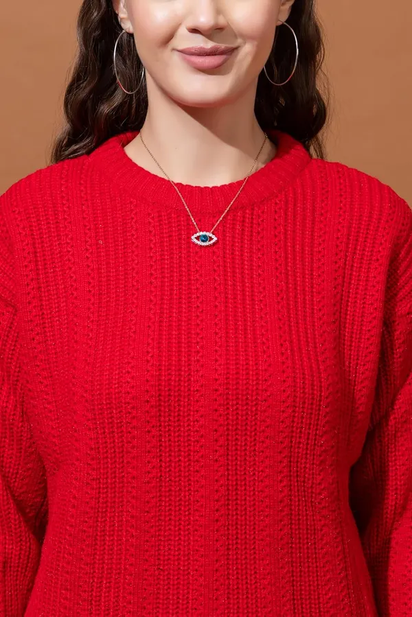 Red_Women's_Pullover_Sweater_100%_Wool_Round_Neck_Full_Sleeve_Stylish_Sweater_Crafted_With_Comfort_Fit_And_Modern_Clothing_For_Winter_Season