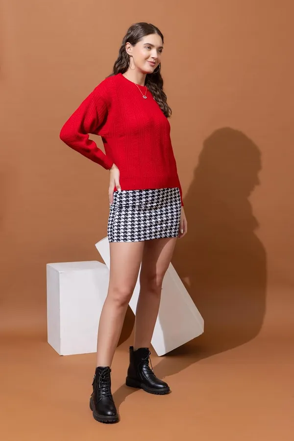 Red_Women's_Pullover_Sweater_100%_Wool_Round_Neck_Full_Sleeve_Stylish_Sweater_Crafted_With_Comfort_Fit_And_Modern_Clothing_For_Winter_Season
