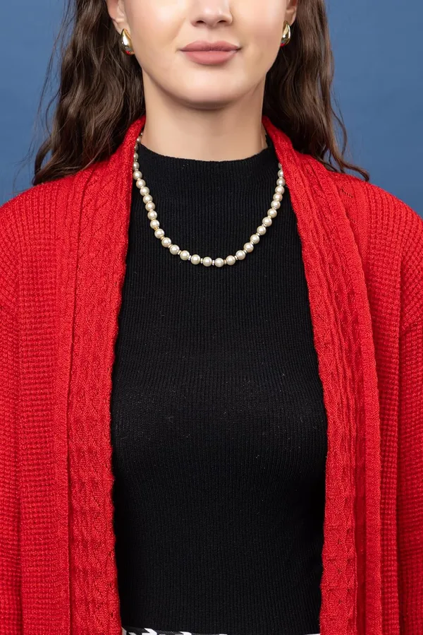 Red_Women_&_Girls_Winter_Woolen_V-Neck_Open_Front_Longline_Shrug_Cardigan_Sweater
