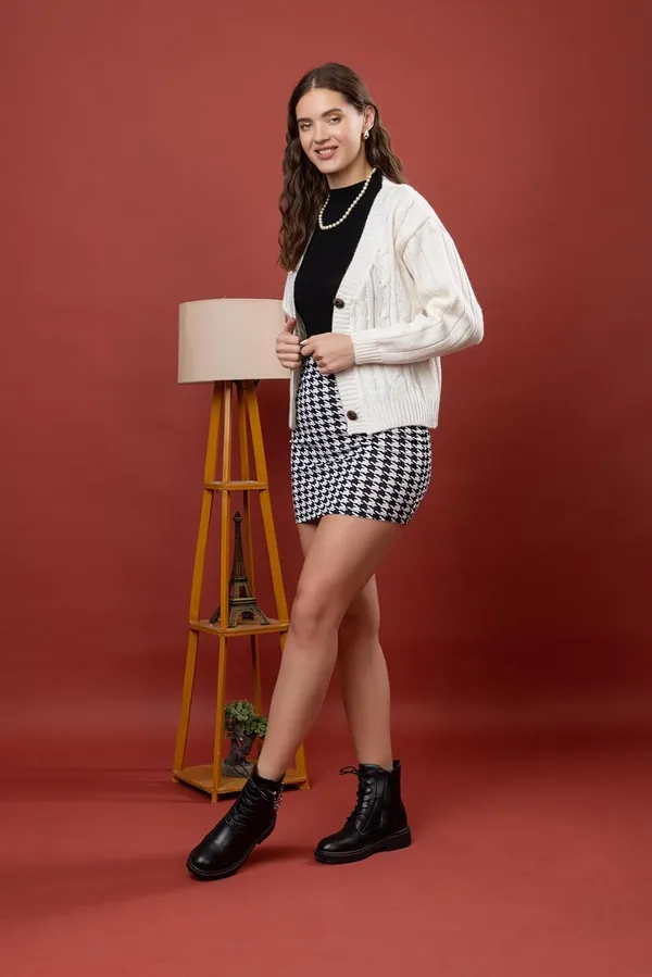 White_Women_Woolen_V-Neck_3-Button_Stylish_Cardigan_Sweater_Winter_Casual_Wear_Warm_Knitwear_For_Ladies_And_Girls