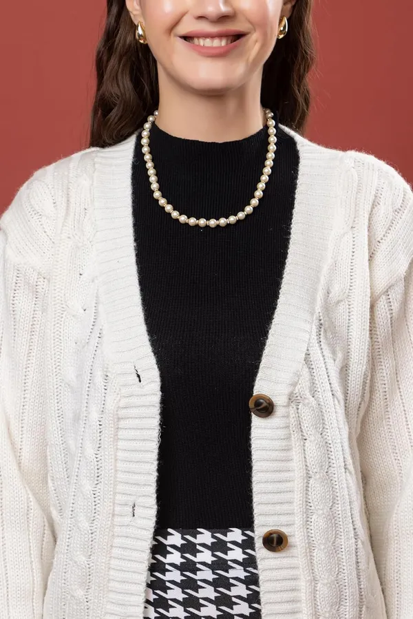 White_Women_Woolen_V-Neck_3-Button_Stylish_Cardigan_Sweater_Winter_Casual_Wear_Warm_Knitwear_For_Ladies_And_Girls