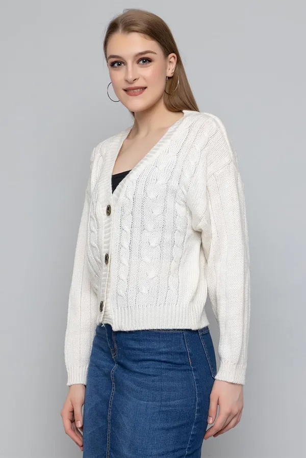 White_Women_Knitted_Regular_Fit_V_Neck_Full_Sleeve_Self_Design_Solid_Winter_Wear_Cardigans_Sweaters