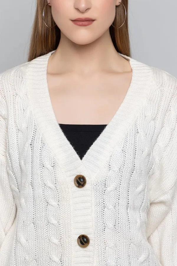 White_Women_Knitted_Regular_Fit_V_Neck_Full_Sleeve_Self_Design_Solid_Winter_Wear_Cardigans_Sweaters