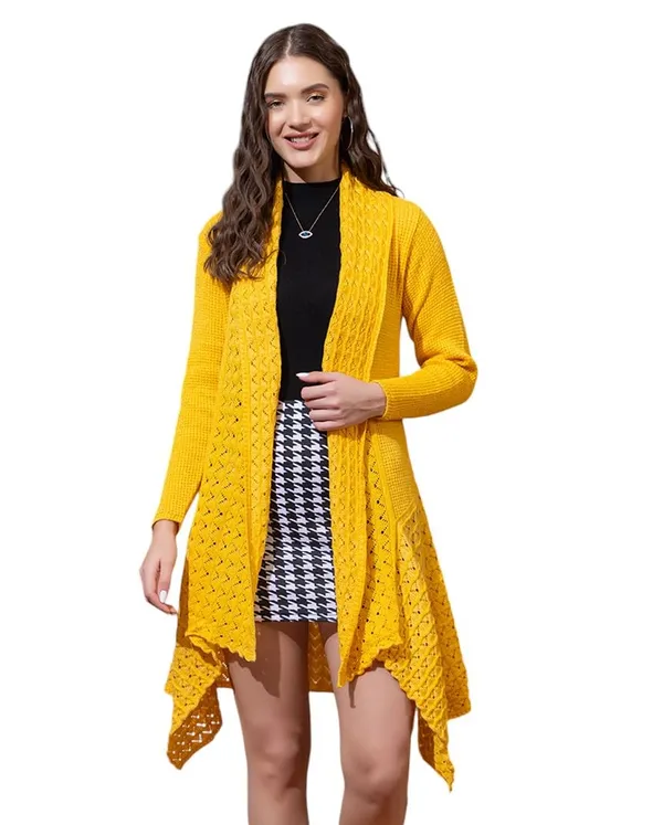 Yellow_Women_&_Girls_Winter_Woolen_V-Neck_Open_Front_Longline_Shrug_Cardigan_Sweater