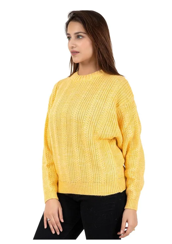 Yellow_Women_100%_Wool_Pullover_Sweater_Regular_Fit_For_Winter_Wear