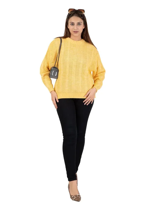 Yellow_Women_100%_Wool_Pullover_Sweater_Regular_Fit_For_Winter_Wear