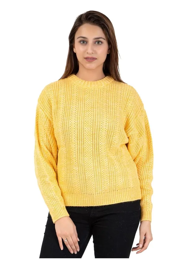 Yellow_Women_100%_Wool_Pullover_Sweater_Regular_Fit_For_Winter_Wear