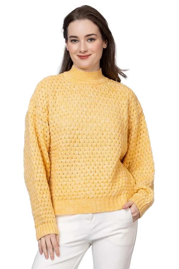 Yellow_Women_Pullover_Sweater_Relaxed_Fit_For_Winter_Wear