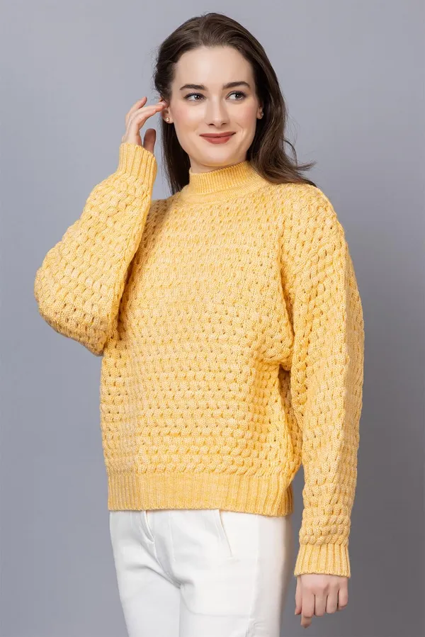 Yellow_Women_Pullover_Sweater_Relaxed_Fit_For_Winter_Wear